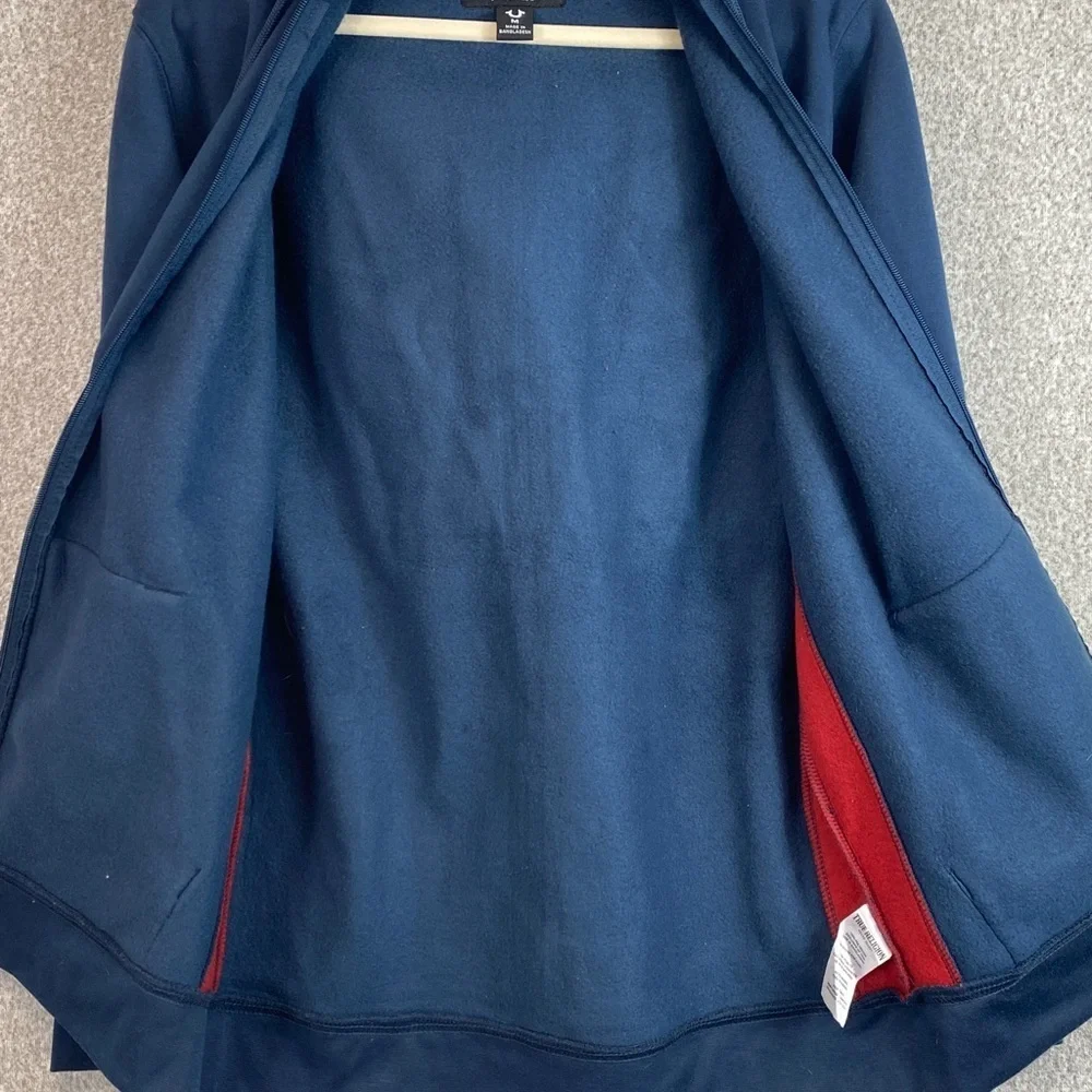 True Religion full zip hoodie M super soft large logo fleece lined casual Y2K